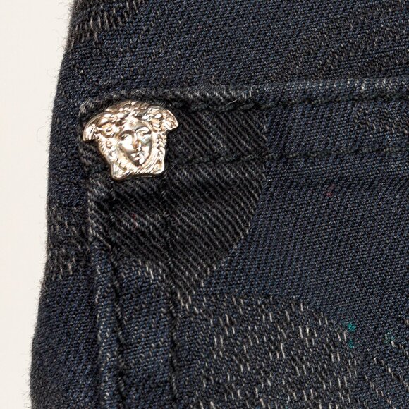 Versace Cody Navy & Black Jacquard Slim-Fit Jeans - Picture 8 of 16